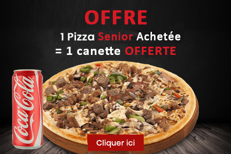 1 PIZZA SENIOR ACHETEE = 1 BOISSON 33CL OFFERTE